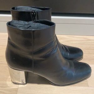 YSL Black Monogram Loulou Nappa Ankle Zip Booties